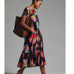 Anthropologie Velvet Graham & Spencer Savannah Silk Cotton Maxi Dress Small